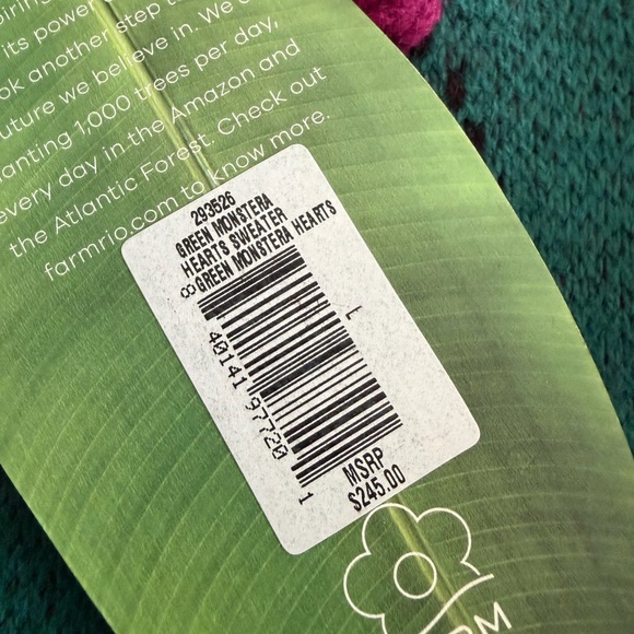 NWT Farm Rio Monstera Hearts Intarsia-Knit Sweater Size Large - Picture 7 of 7